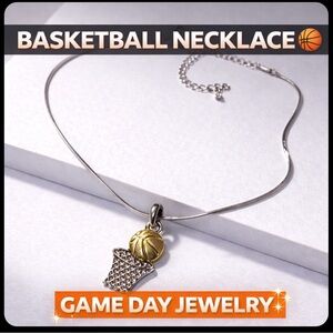 Basketball Pendant Necklace Silver Chain Sports Jewelry Game Day Gift
